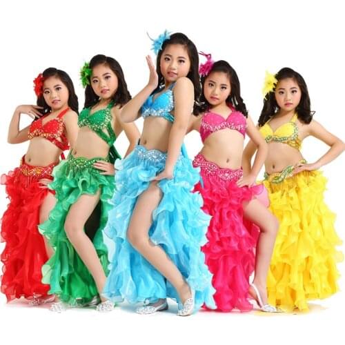 Children Belly Dancing Clothes 3-piece Oriental Outfit Bra, Belt, Skirt Girls Belly Dance Costume Set Professional #860