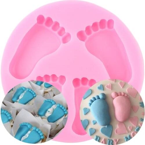 Baby Foots Silicone Mold Birthday Cupcake Topper Fondant Cake Decorating Tools Chocolate Gumpaste Moulds Resin Clay Candy Molds