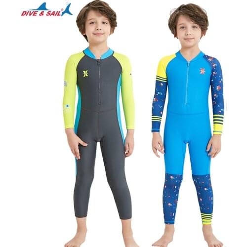 2020 Kids Boys One Pieces Swimsuit LONG Sleeve Surf Swimwear Swimming Suit Rash Guard Cartoon Spandex UPF 50+ 3 to 14 Years