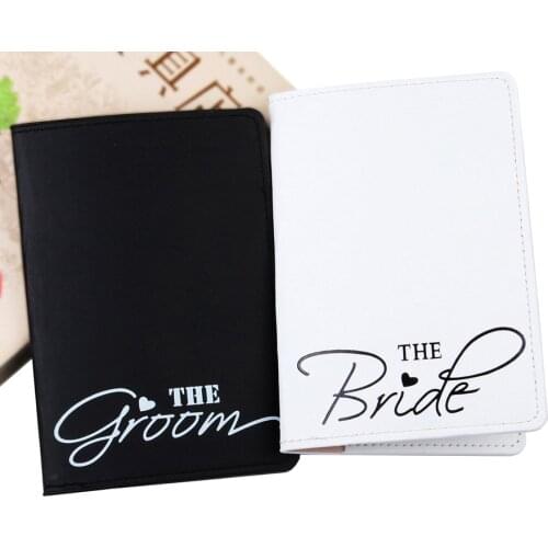 Bride&Groom Lovers Passport Cover Card Case Women Men Travel Credit Card Holder Travel ID&Document Passport Holder CH11A
