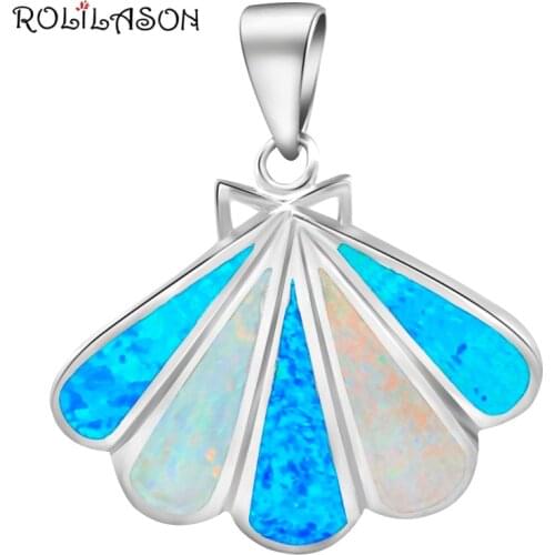 Brand design Wholesale & Retail Blue Fire Opal Silver Stamped Necklace Pendants Fashion jewelry Anniversary Gifts OP322