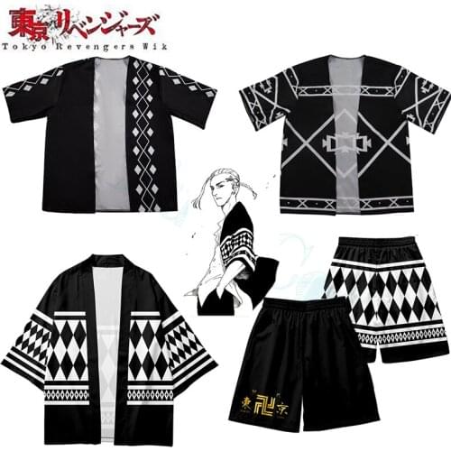 Draken Ken Ryuguji Haori Kimono Cosplay Costume Anime Tokyo Revengers Harajuku Cloak Top Shorts Carnival Manji Gang for Adults
