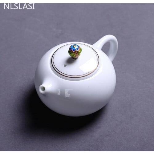 Chinese Handmade white porcelain teapot Xishi pot ivory white ceramics Teaware Tea ceremony supplies 200ml