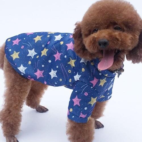 Classic Warm Dog Sweatshirt Coat Stars Pattern Cat Fleece Pullover Hoodies Tshirt Dog Clothing Jacket Outfit For Small Dogs Pug