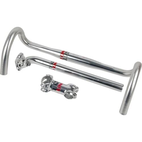 Red Logo Three Piece Set UNO Aluminium Alloy Road Bicycle Handlebar 7 Degree Stem Bike Silver Seat Post