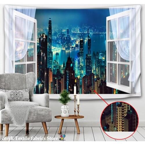 3D City Night Scene Printed Wall Tapestry Cheap Hippie Psychedelic Wall Hanging Bohemian Wall Tapestries Wall Dorm Decor