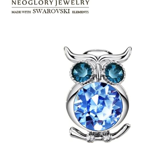 Neoglory Austria Crystal & Rhinestone Brooch Exquisite Owl Shaped Fashion Jewelry For Cute Elegant Overcoat Lady Sale Gift