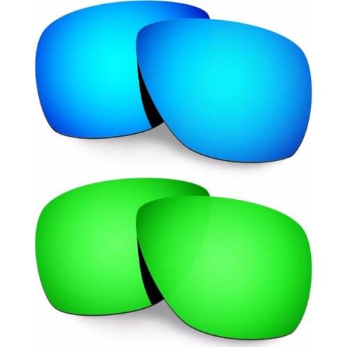 HKUCO For Breadbox Sunglasses Polarized Replacement Polarized Lenses- Blue/Green 2 Pairs