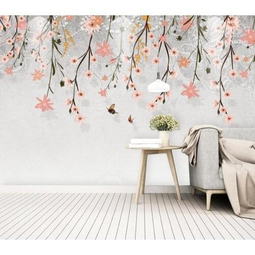 Custom wallpaper Simple small fresh rural plants and flowers background wall