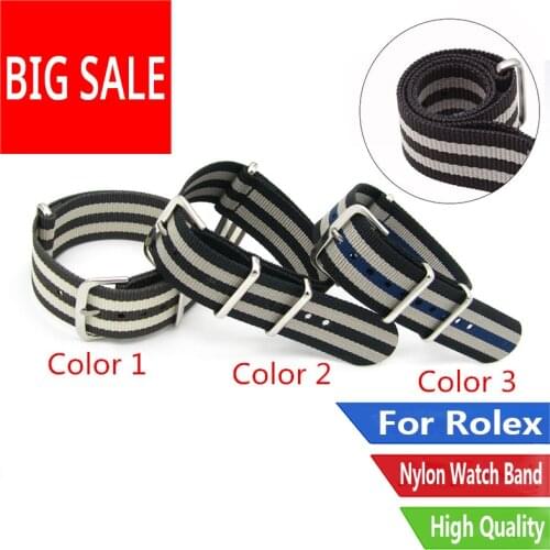 CARLYWET 20mm Nylon Watch Band Polished Gold Silver Pin Buckle Steel Loop For Nato Rolex Omega Nato Tudor