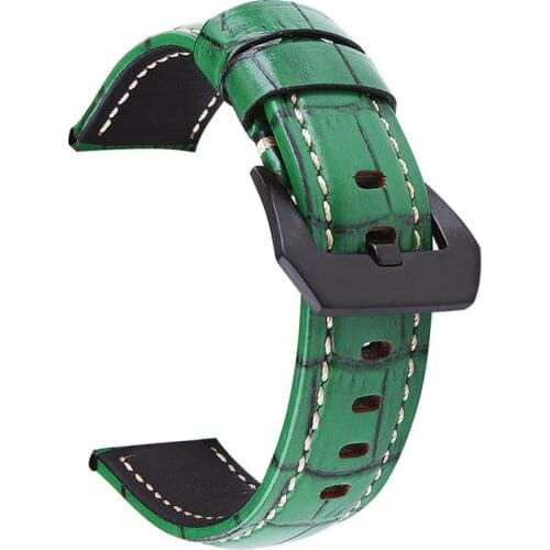 New 1PCS Genuine Cow Leather Very Strong Watch Band Watch Strap Green Color 20mm 22mm 24mm 26mm Size Available