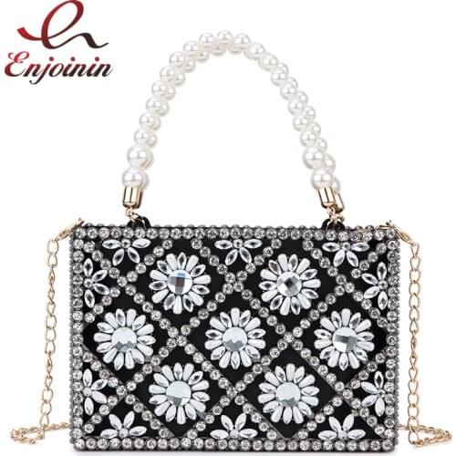 Luxury Rhinestone Party Evening Bag for Women Metal Hollow Clutch Bag Diamond Flower Purses and Handbags Chic Designer Bag 2021