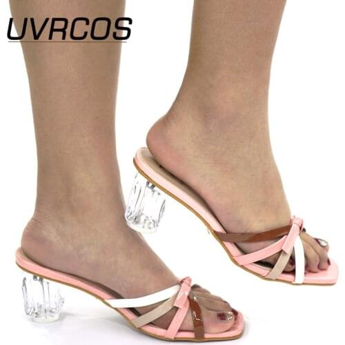 Dew Arrival Italian Ladies Sexy High Heels Pumps Colorful Rhinestones Design Ladies Pumps African Women Slippers Shoes for Party