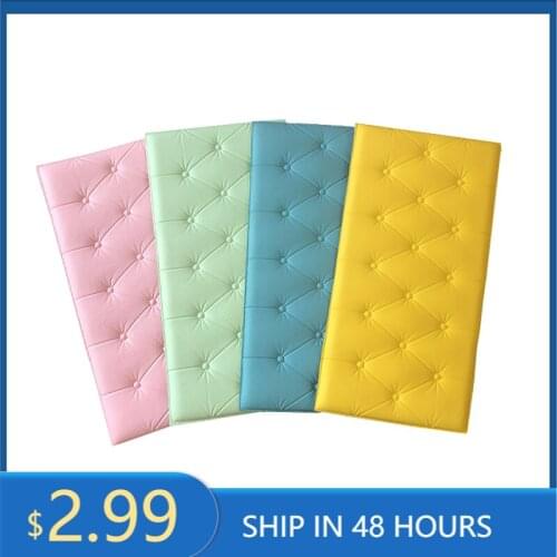4MM Self-adhesive Headboard Soft Bag Anti-collision Wall Stickers Tatami Soft Stickers Imitation Soft Bag Bed Wall Stickers