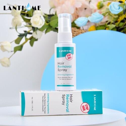 LANTHOME Painless Permanent Hair Removal Spray and Hair Growth Inhibitor Spray Body Bikini Face Hair Remover for Women Men 50ml