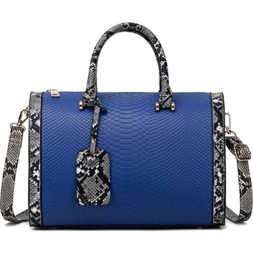 High Quality Blue Green Serpentine PU Leather Handbags Crossbody Bag for Women 2021 Designer Women Shoulder Bags Ladies Handbag