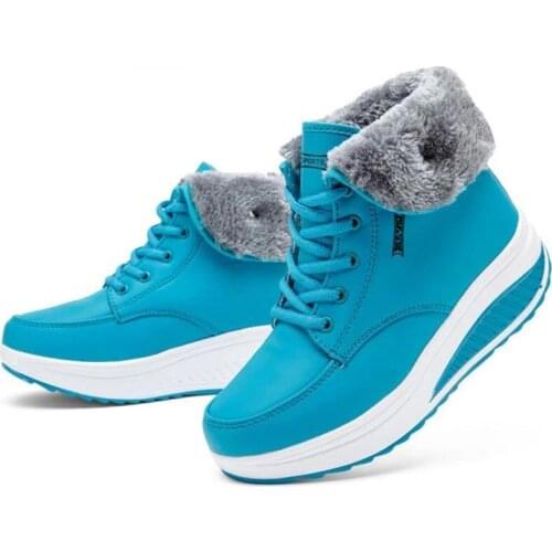 New Women Boots Chunky Platform Sneakers Warm Plush Lace Up Women Winter Shoes Ankle Boots Female Plus Velvet Swing Snow Boots