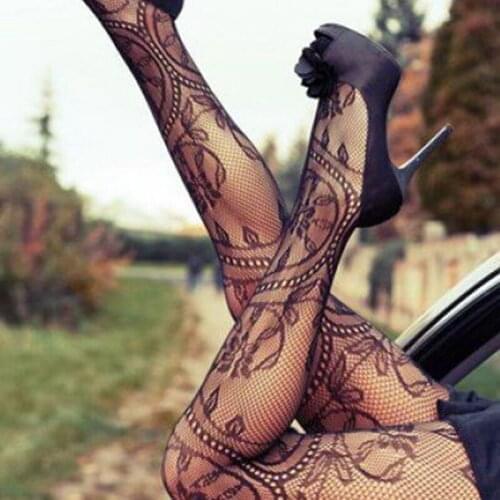 Women Lace Mesh Lingerie Garter Belt Fishnet Thigh High Stocking Pantyhose