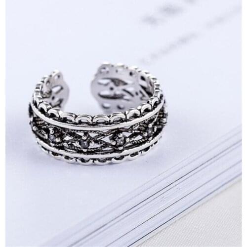 Retro Creative Hollow Birds Nest Irregular Distressed Vintage 925 Sterling Silver Open Ring For Female Anillos Mujer SR281
