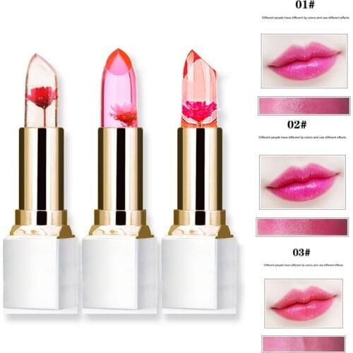 1pcs Natural Transparent Magic Temperature Flower Lipstick Color Changing Long Lasting Lip Moisturizer Balm T1246