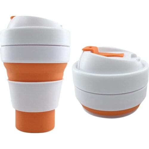12oz Silicone Mug Travel Tumbler Collapsible Coffee Cup 350ml Folding Tea Telescopic With Leak-Proof Lid Scald-Preventing Ring
