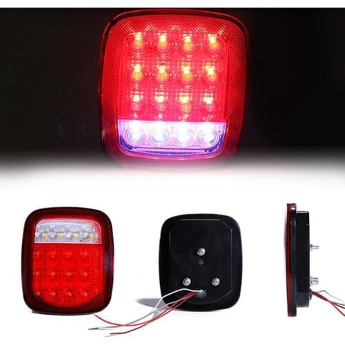 2Pcs HL-I-021 16 LED Truck Trailer Stop Turn Signal Two Color Back Up Tail Light