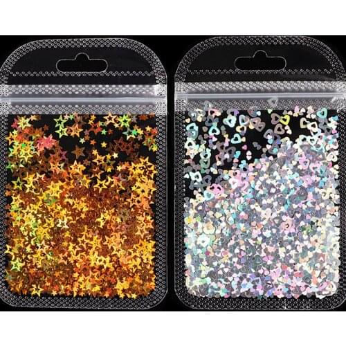 2Pack Heart Star Sequins Nail Sticker Resin Fillings Sequin Diy Uv Resin Epoxy Mold Filler Nail Art Decor Crafts Jewelry Making