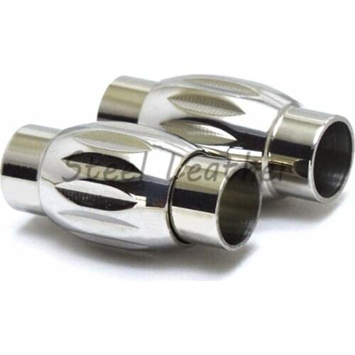 20pcs/lot Hole: 6mm Jewelry Finding Stainless Steel Clasp Tube Clasp Connector For DIY Leather Cord Bracelet Necklace Making