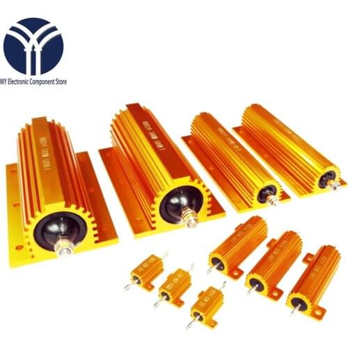 25W 50W 100W Aluminum Power Metal Shell Case Wirewound Resistor 0.01-100K 0.05 0.1 0.5 1 2 6 8 10 20 200 500 1K 10K ohm