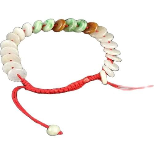 3 Colors Grade A Jade Coin Bracelet Bangle Chinese Jadeite Handmade 50-60 mm