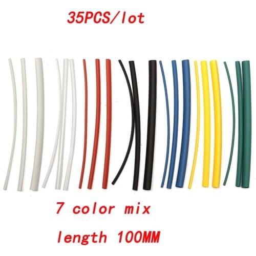 35PCS/LOT Heat Shrink Tube 1mm 2mm 3mm 4mm 5mm 6mm 8mm 10mm 12mm Heat Shrink Length 100MM 7Color Mix