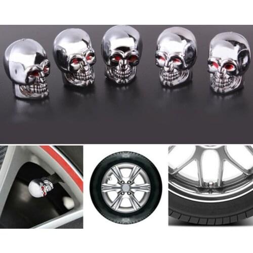 5Pc Skull Tyre Tire Wheel Car Auto Valves Cap Dust Stem Cover Bicycle Motocycle