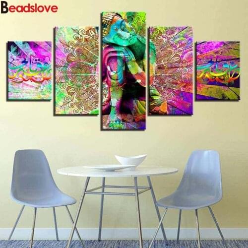 5 piece Mandala Colour Buddha Diamond Embroidery full round diamond pictue of rhinestone Diamond painting cross stitch kits