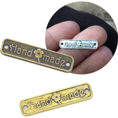 50pcs Vintage Handmade Metal Labels 3D Lettering Label For Bag Handbag Clothing DIY Women Bags Tags Accessories Supplies