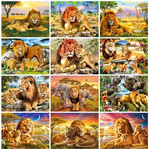 5D Diamond Mosaic Lion Cross Stitch Rhinestones Art Diamond Embroidery Square/Round Animals Bead Picture Kits Home Decoration