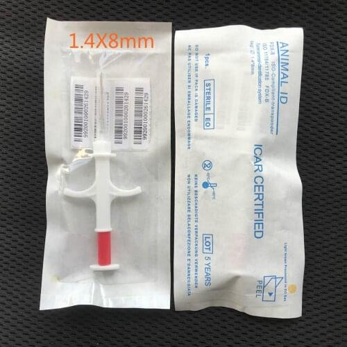 60pcs/lot 134.2KHz ISO FDX-B Animal Dogs 2.12*12mm Pet Microchips Transponder Syringe animal Id Implantable Syringe injector