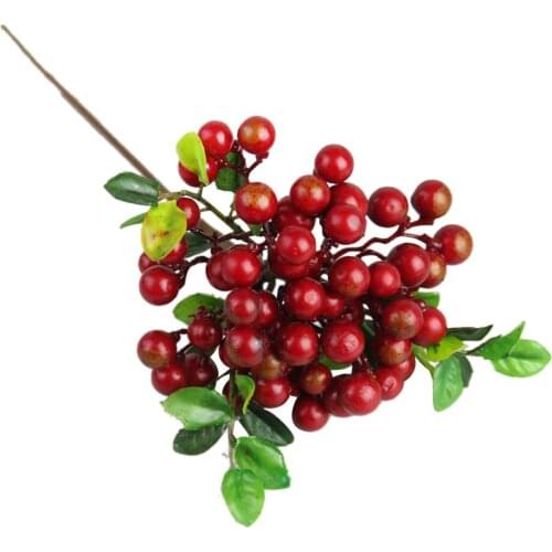 6xArtificial Plastic Plant Fruits Berries Branch Wedding Bouquet Decor Red