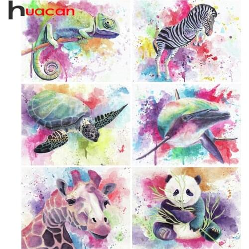 Huacan Diamond Painting Full Drill Animal Colorful Home Decor Mosaic Embroidery Panda Sea Turtle Wall Stickers