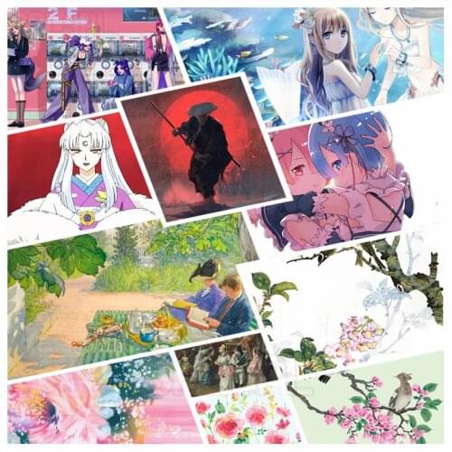 Diy Diamond Painting White Hair Japanese Anime Beauty Color Short Hair Twin Sister Noble Teenager Oil Painting Bedroom Poster