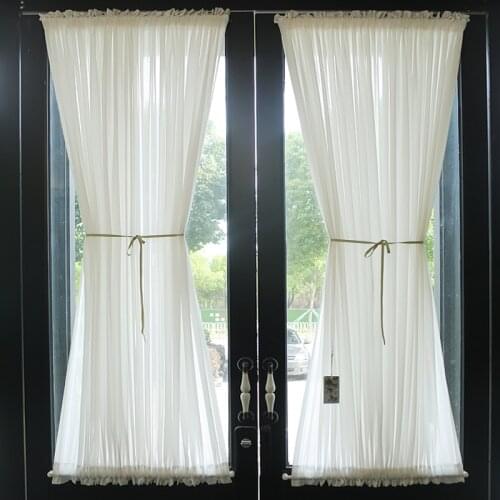 White Lace Coffee Mesh Pure Yarn Up and Down Fixed Curtain for Bar Kitchen Cabinet Glass Door
