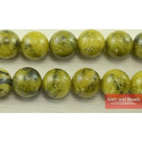 Free Shipping Natural Stone Smooth Round Yellow turquesa Beads 16" Strand 4 6 8 10 12MM Pick Size For Jewelry Making YTB01