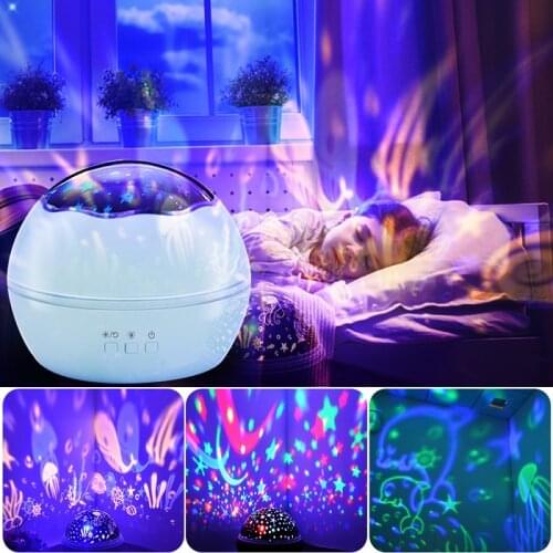 Colorful Rotating Night Light Projector Spin Starry Sky Star Master Children Kids Baby Sleep Romantic LED USB Lamp Projection