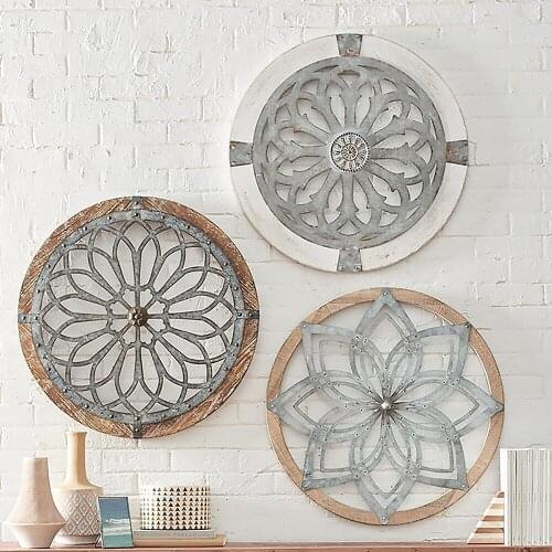 Nordic Style Wooden Wall Art Decor Ornament Creative Round Wall Hanging Home Decor Retro Craft for Bedroom Living Room