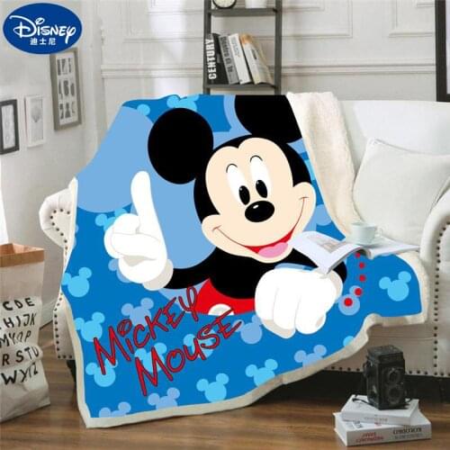 Disney Mickey Mouse Stitch Baby Plush Blanket Sofa Bed Cover 3D Digital Printing Cotton Double Layer Thickened Kid Children Gift
