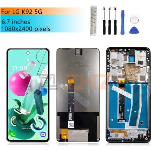 For LG K92 5G LCD Display Touch screen Digitizer Assembly With Frame For LG K92 Screen Replacement Repair Parts 6.7"