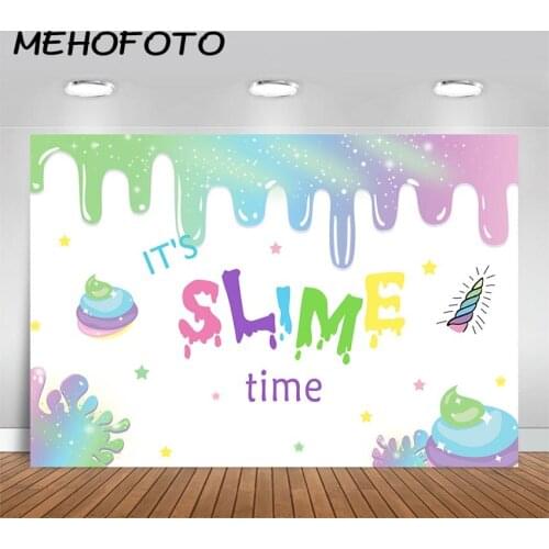 Unicorn Slime Party Backdrop Glitter Slime Birthday Photography Background Slime Party for Photobooth Photo Backgrpund AN-647
