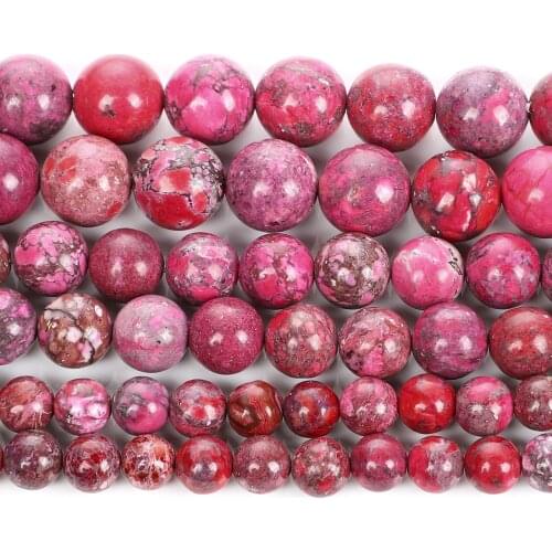 Fuchsia Emperor Turquoises Bead Natural Stone Charm Round Loose Beads For Jewelry Making DIY Necklace Bracelets 4/6/8/10/12MM
