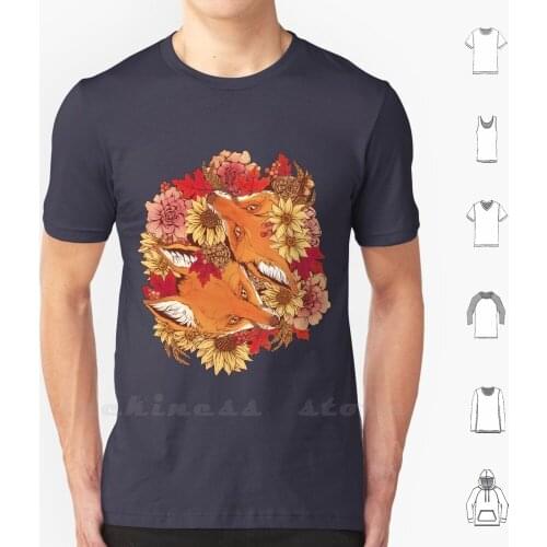 Autumn Fox Bloom T Shirt Custom Design Print Red Fox Fox Foxes Vixen Vulpes Autumn Fall Season Canine Sunflowers Pinecones