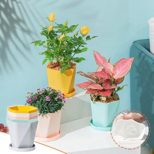 Geometry Plastic Flower Pot For Balcony Household Resin Nordic Thicken Planting Large Flowerpot For Office Decoration Garden
