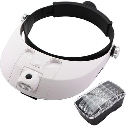 Beekeeping Headband Magnifier Multi-functional Illuminated Magnifier Magnifying Glass 1X 1.5X 2X 2.5X 3.5X Multiple Loupe Mirror